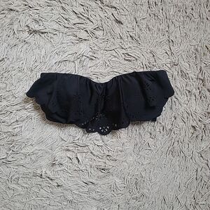 Seafolly Bikini Top Australia Black Strapless Lasercut Boho Tier Summer Beach ✨️